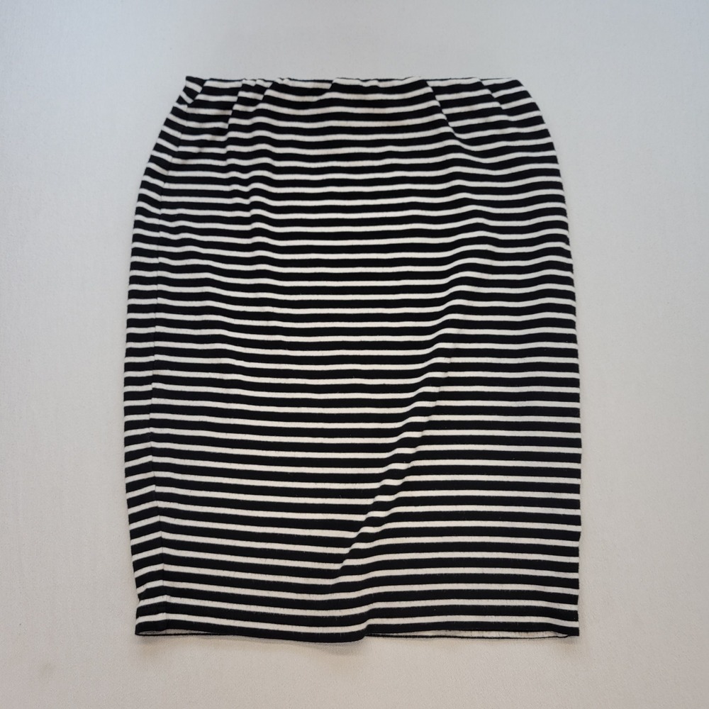 Philosophy Pencil Bodycon Skirt Women XS Black White Striped Elastic Waist